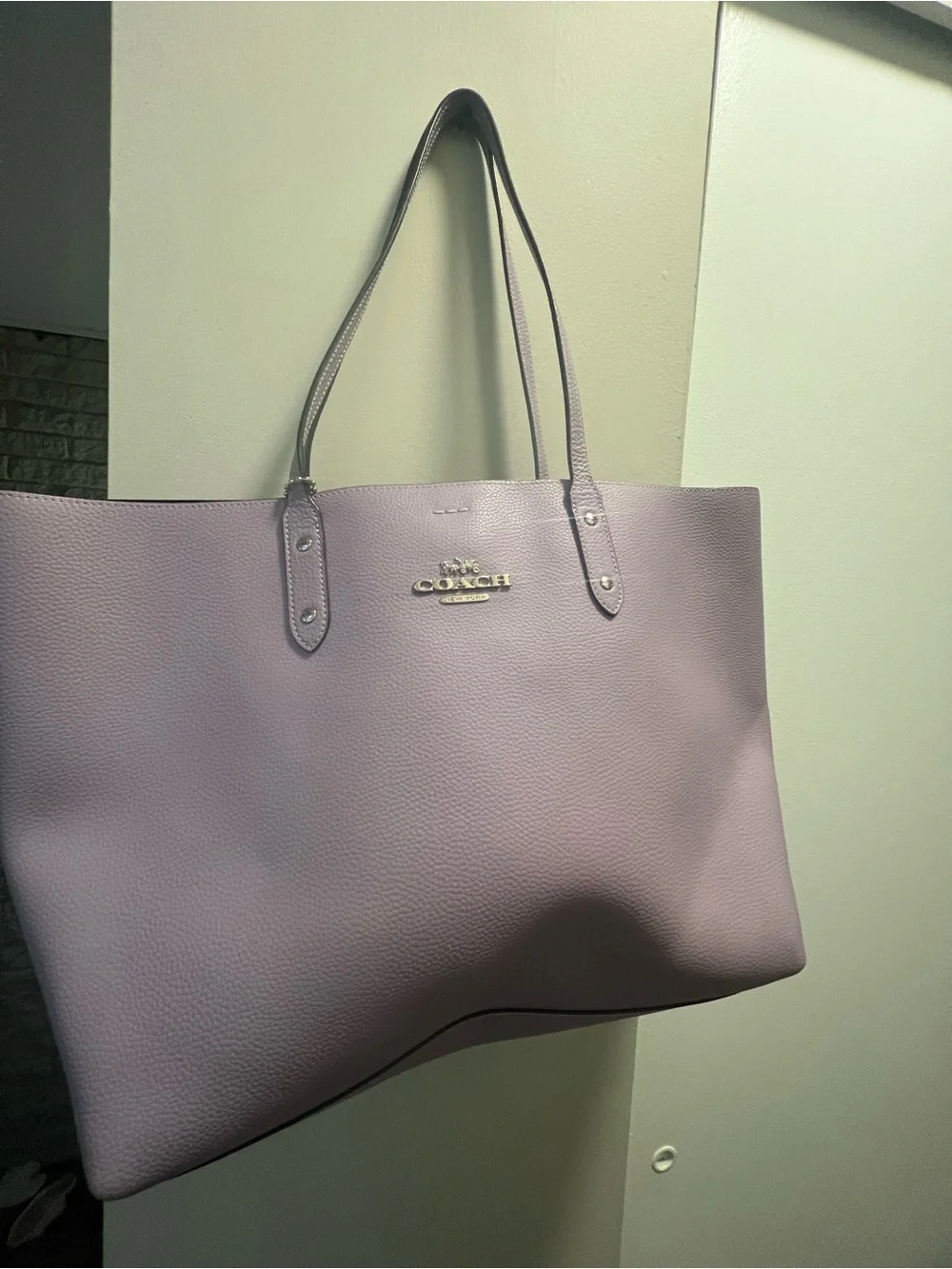 Coach Lilac Pebbled Leather Tote with Gold Logo